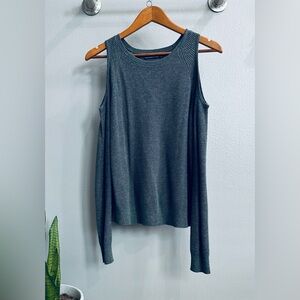 Abercrombie & Fitch Dark Gray Cold-Shoulder Knit Top
